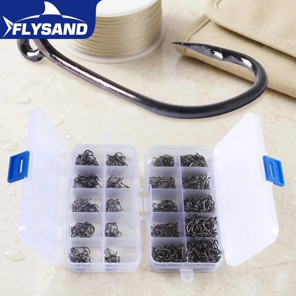 High Voltage Steel Fishing Ames with Ardillon, 100 200 300 Pieces, Size 3 # -12 # Portable box for fishing gear, durable and durable hooks, fishing supplies