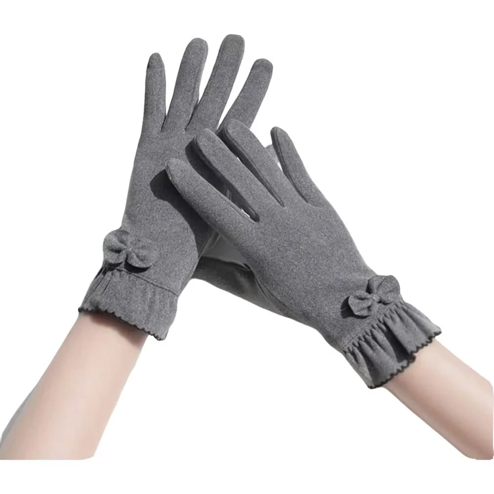 Simple Thickened Suede Velvet Gloves Solid Color Plush Touch Screen Gloves Keep Warm Full Finger Winter Mittens Women