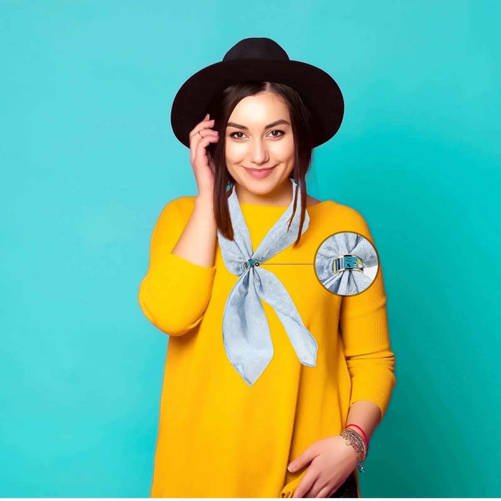 1Pcs Scarf Buckle Titanium Steel Smooth Rust Resistant Stylish Scarf Ring Holder for Women Shawl Scarves Versatile Accessory