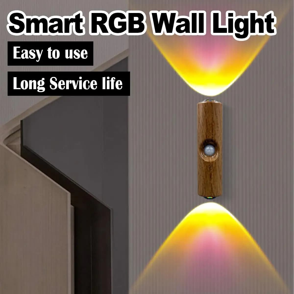 Sensore di movimento ricaricabile Usb ha portato la luce notturna su Rgb giù lampada parete luci interni senza fili magnetico vivente porta monitor ambiente