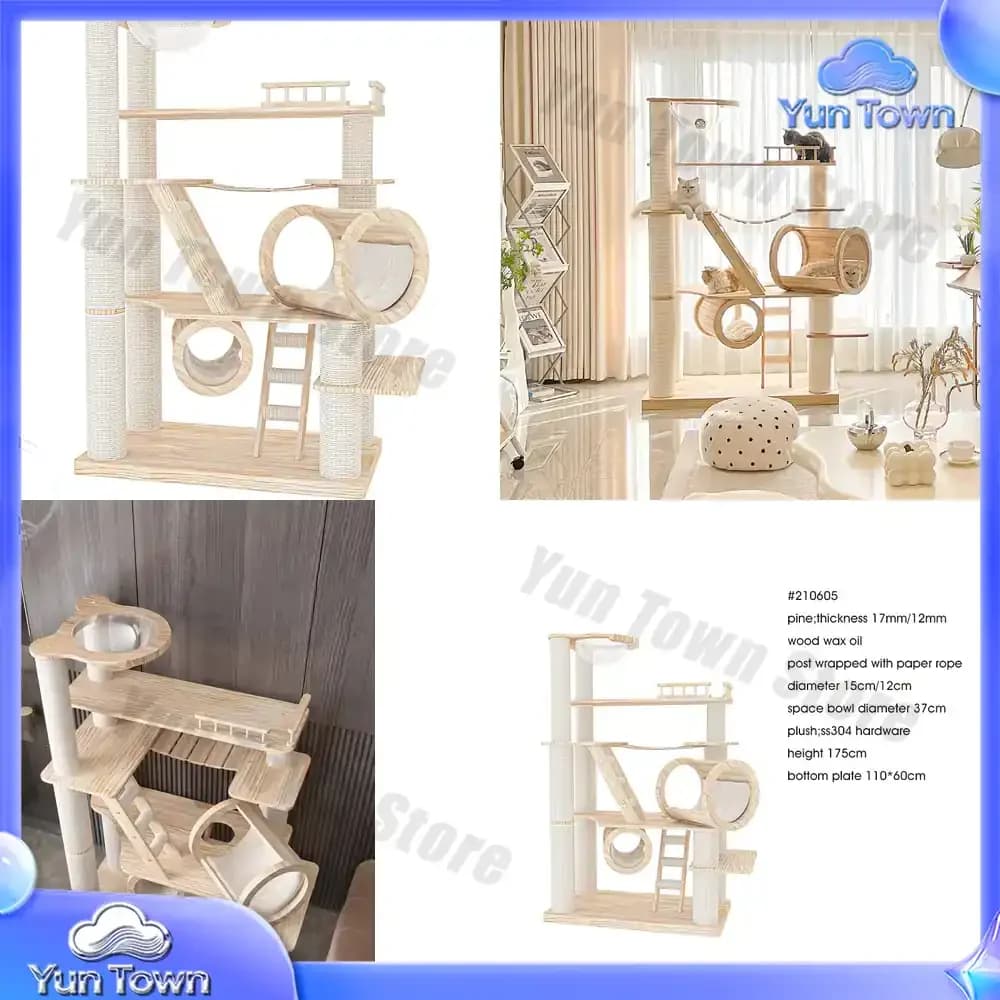 Durable Cat Tree Tall Tower with Large Cat Condo Furniture Maine Coon Scratching Posts Cat Toys