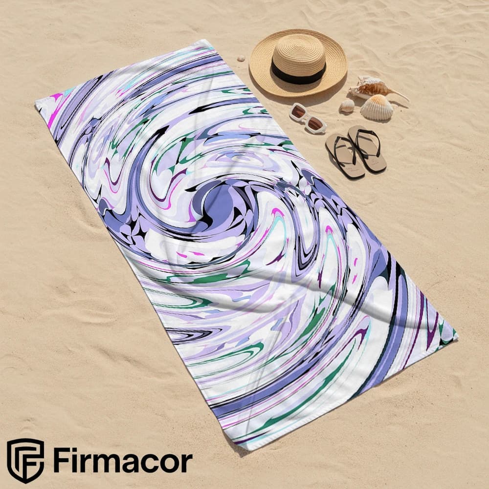 Purple Swirl Liquid Marble Microfiber Beach Towel Quick Dry Sand Free Oversized Soft Absorbent Bath Towel for Pool Travel Gym