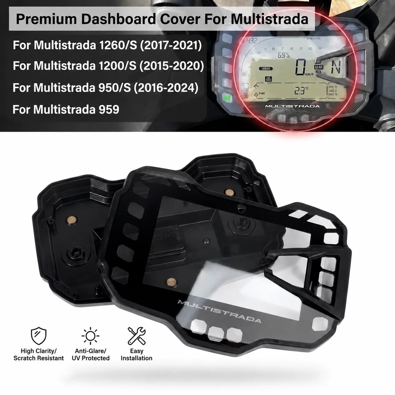 Dashboard Speedometer Instrument Cover Guard for Ducati Multistrada 950S 959 1200S 1260S Cluster Protector Motorcycle Parts
