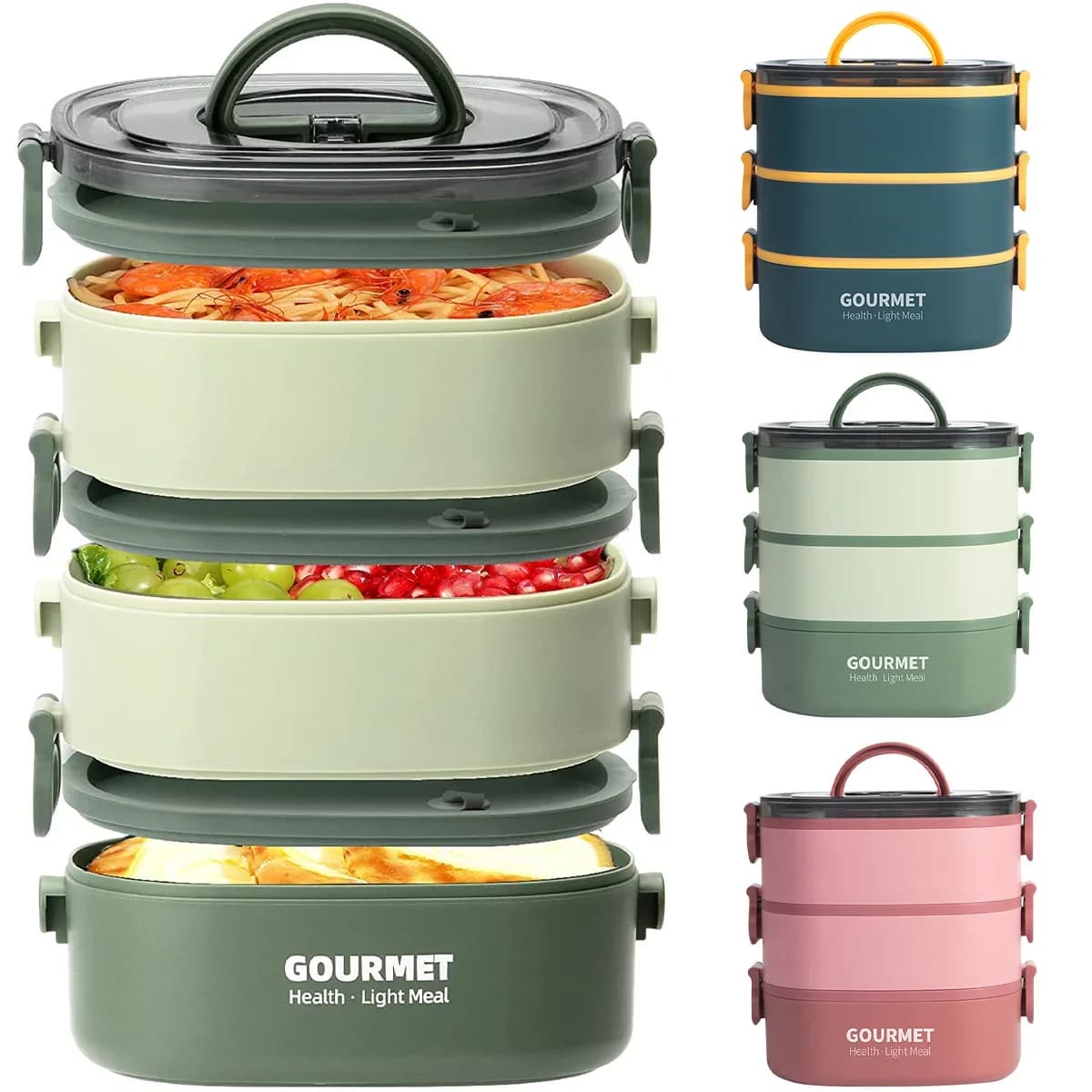 2000ML Lunch Box Portatile 3 Strati Per Bambini Studente Bento Box A Tenuta Microonde Contenitore Per Alimenti Scuola Viaggi Ufficio Picnic