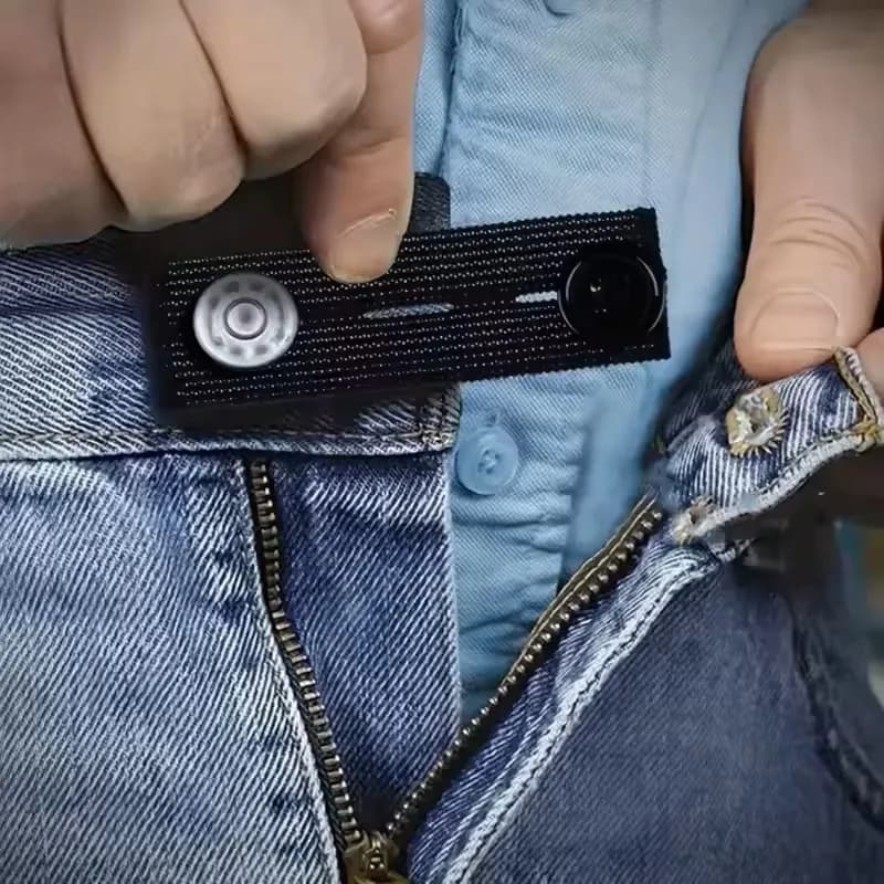 Unisex Pants Extensor, Elastic Belt for Jeans, Gonne, Maternity, with Bottoni and Hooks, Fa-da- ♪