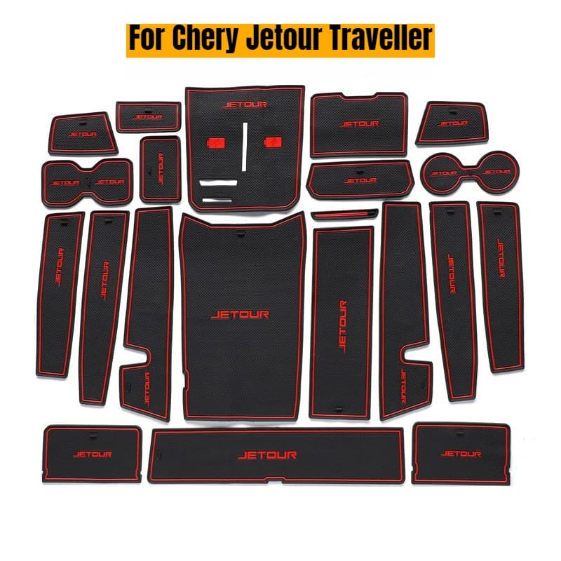 Tappetino Antiscivolo per Porta, Portabicchieri e Bracciolo, Protezione Antipolvere in Silicone per Interni Auto Chery Jetour Traveller