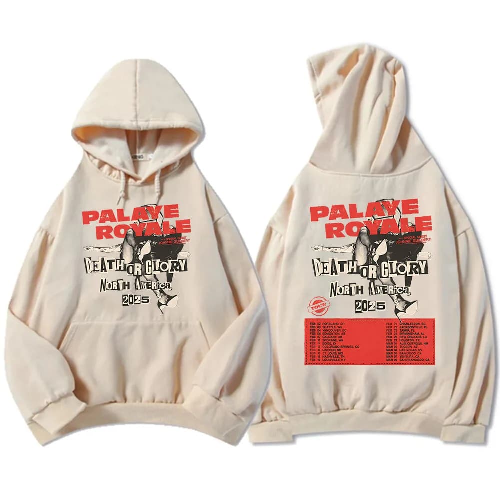 Morte o gloria Nord America 2025 Tour Felpe con cappuccio Palaye Royale Rock Band Felpe Moletom Masculino Abiti pesanti in stile mentale