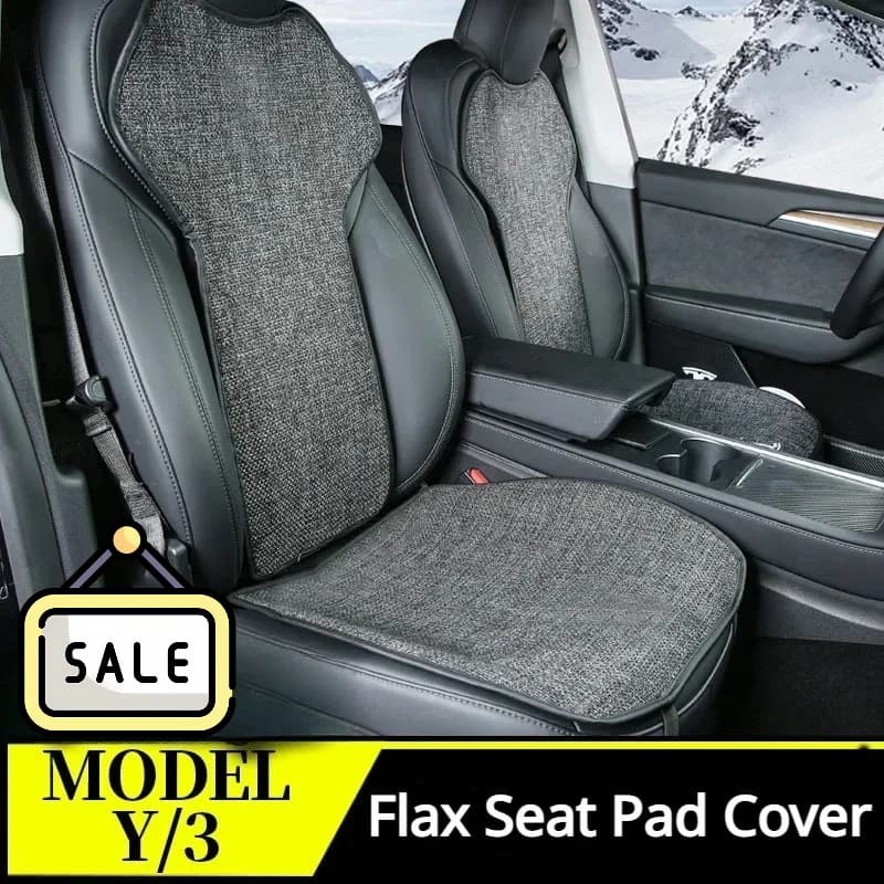 Per Tesla Model 3/Y/3+ Model Y Juniper 2025: Coprisedile in Lino, Comodo, Antiscivolo, Traspirante, per Sedili Anteriori e Posteriori