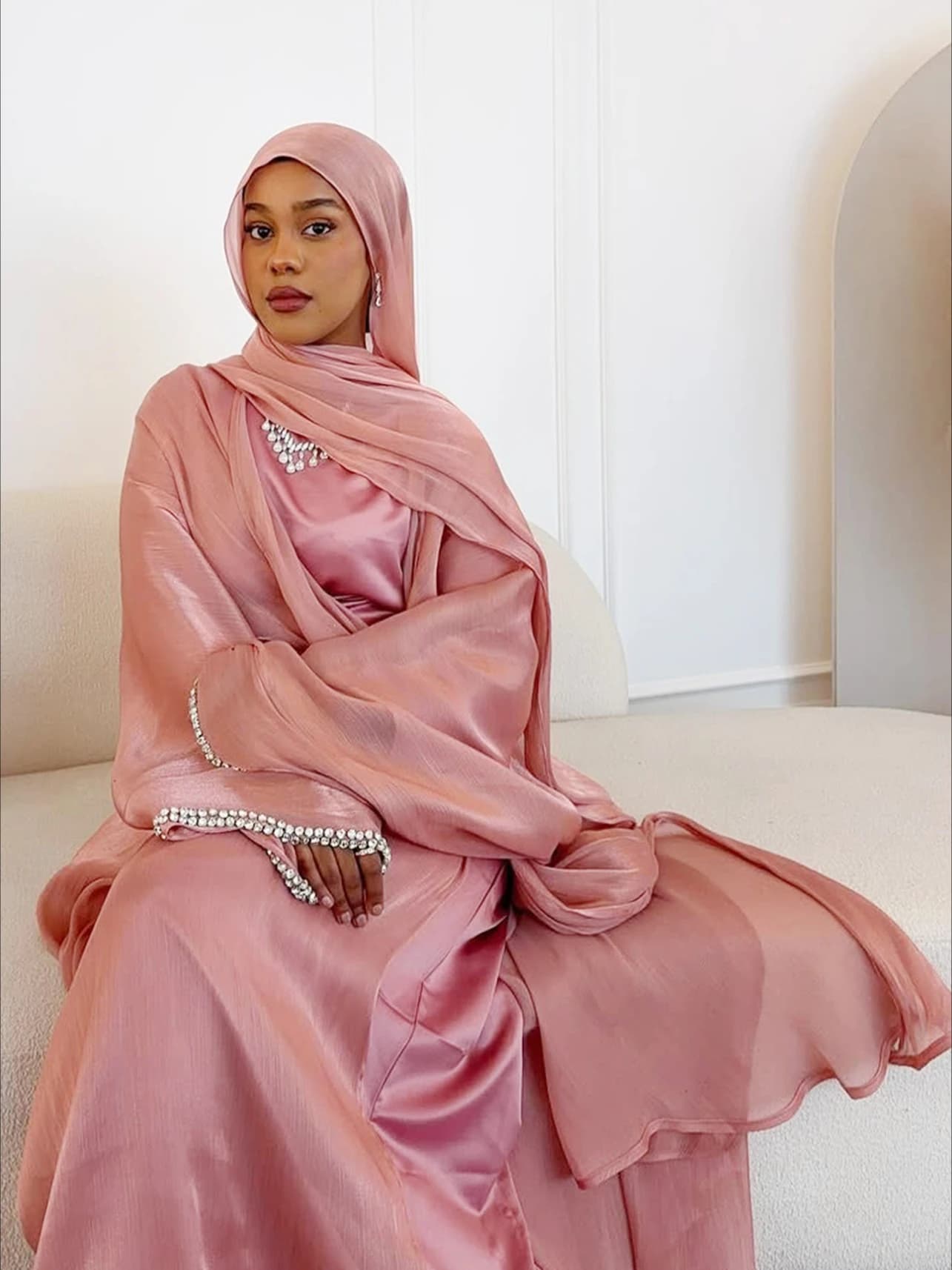 Eid Muslim Abaya Scarf Dress 3 Pieces Set for Women Cardigan Ramadan Che Borda Manica Dubai Jalabiya Caftano Arab Dresses Robe 2025