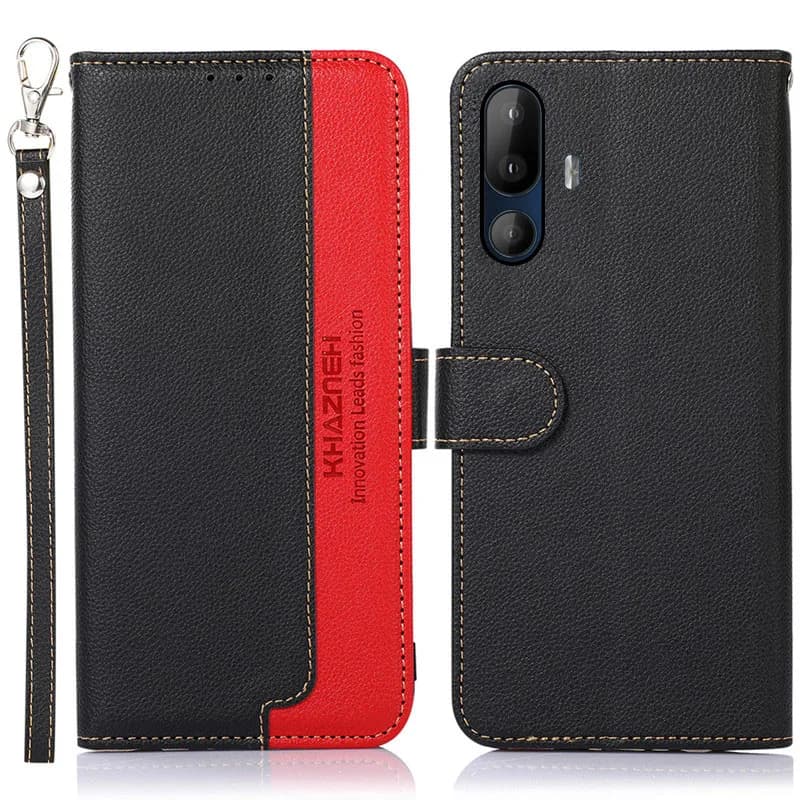 Custodia a libro in pelle bicolore per HTC U24 U23 U20 Desire 22 Pro 20+ con RFID, chiusura magnetica, slot per carte e funzione portafoglio antiurto