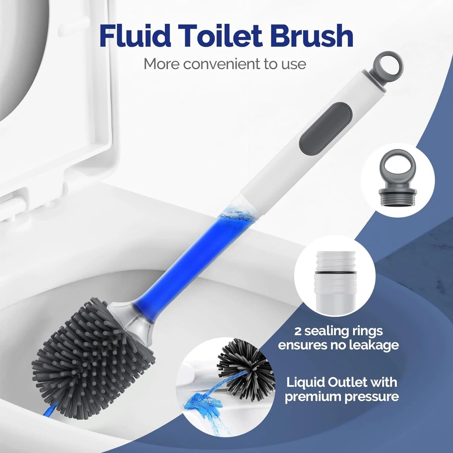 Spruzzo d'acqua Scopino per WC in silicone 40 cm Manico lungo Riempibile Spazzola in silicone TPR Montaggio a parete Accessori per la pulizia del bagno