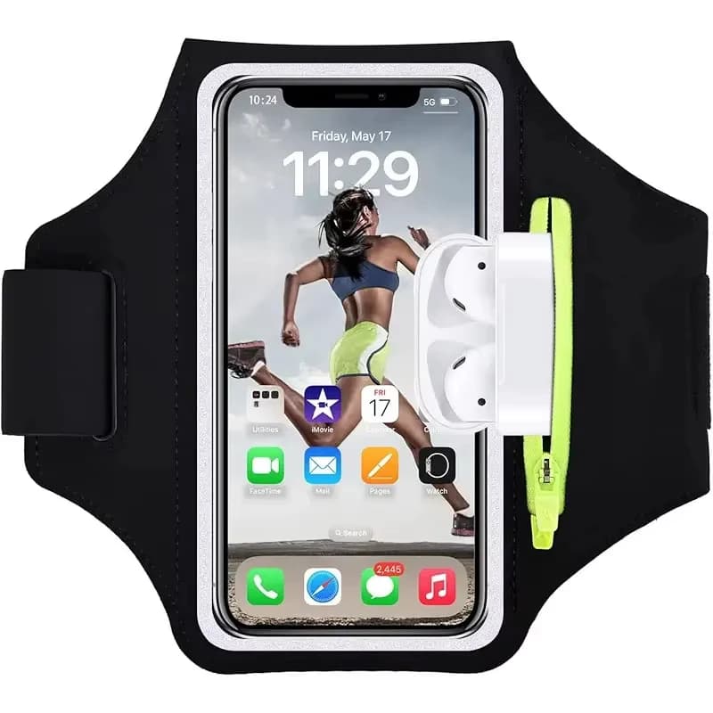 Borsa da braccio Fitness doppia cerniera testa borsa portaoggetti per auricolari per telefono cellulare per IPhone 14 13 Pro Max Samsung Xiaomi accessori da corsa