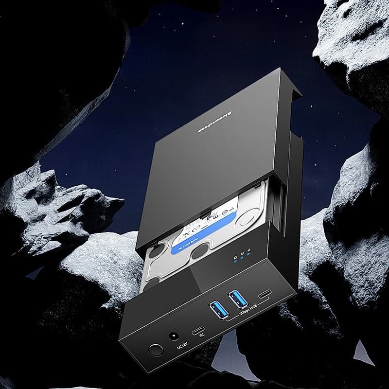 2.5/3.5 inch HDD/SSD Enclosure USB3.0 HUB Support 20TB USB Ports External Hard Drive Box for 3.5 2.5 Inch SATA SSD HDD Case