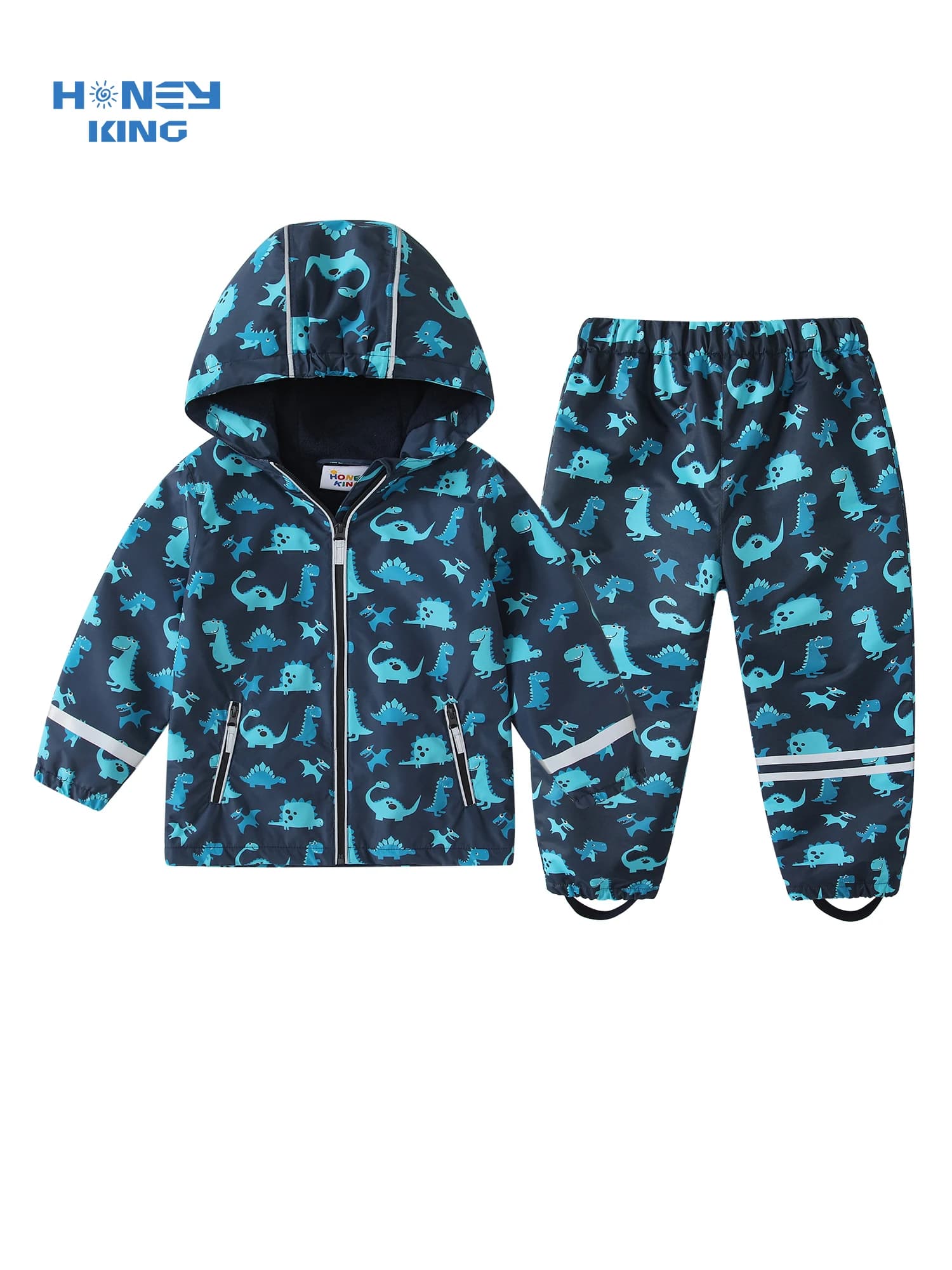 HONEYKING Tuta impermeabile per bambini Set di abbigliamento per bambini Tuta impermeabile Giacca da ragazza e pantaloni antipioggia per bambini