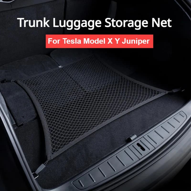Car Trunk Mesh for Tesla Model X Model Y Juniper Storage Organizer Rear Net Luggage Cargo Elastic Pocket Hook Net Accessories