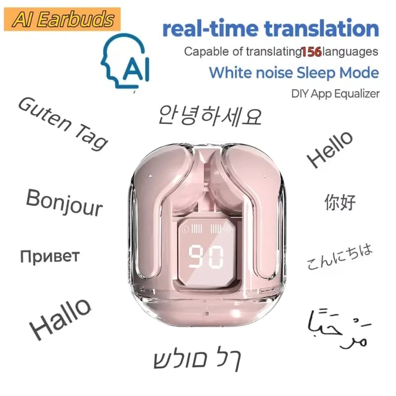 Bluetooth earphones with AI Translation, Magical APP, 156 Languages, Real Time Translator, Abstract Meetings, Business Travel, Wireless