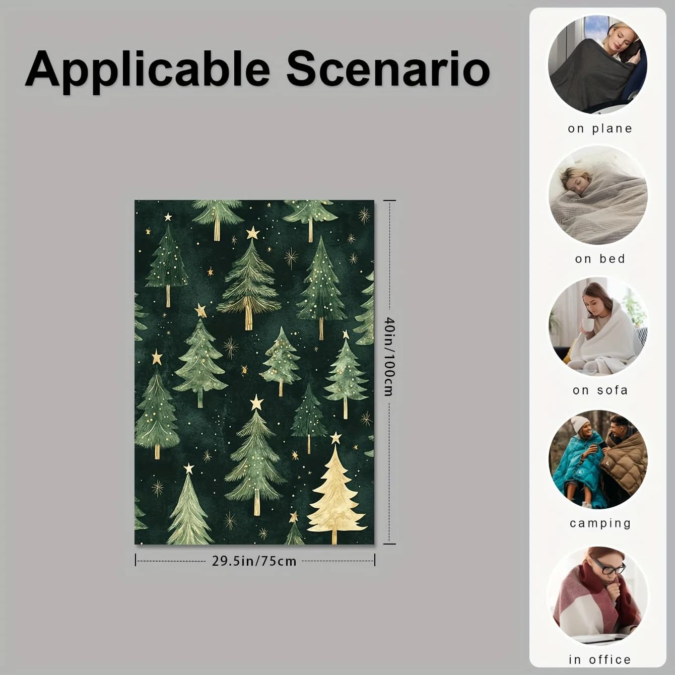 Flannel Fleece Throw Blanket, Soft Warm Durable Polyester Cover, Digital Print Anti-Allergen Machine Washable, for Sofa Bed Offi