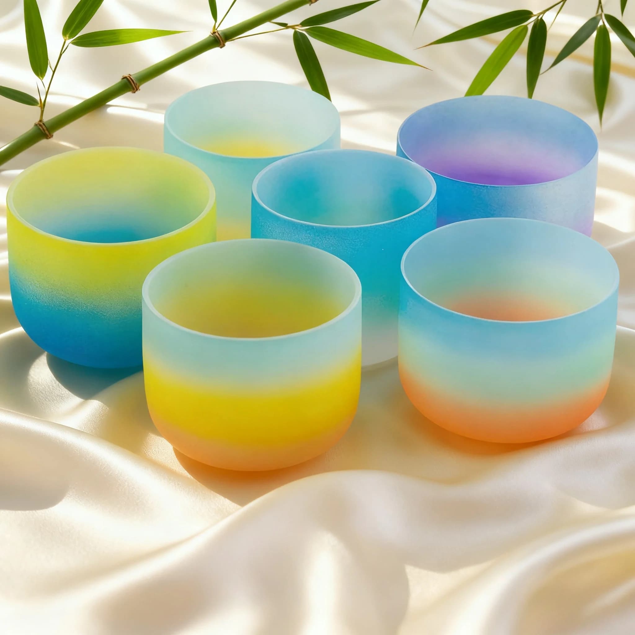 Hye-eun 8inch Rainbow Chakra Meditation Sound Bowls 440/432hz Crystal Singing Bowl Spiritual Mindfulness Cleansing Stress Relief