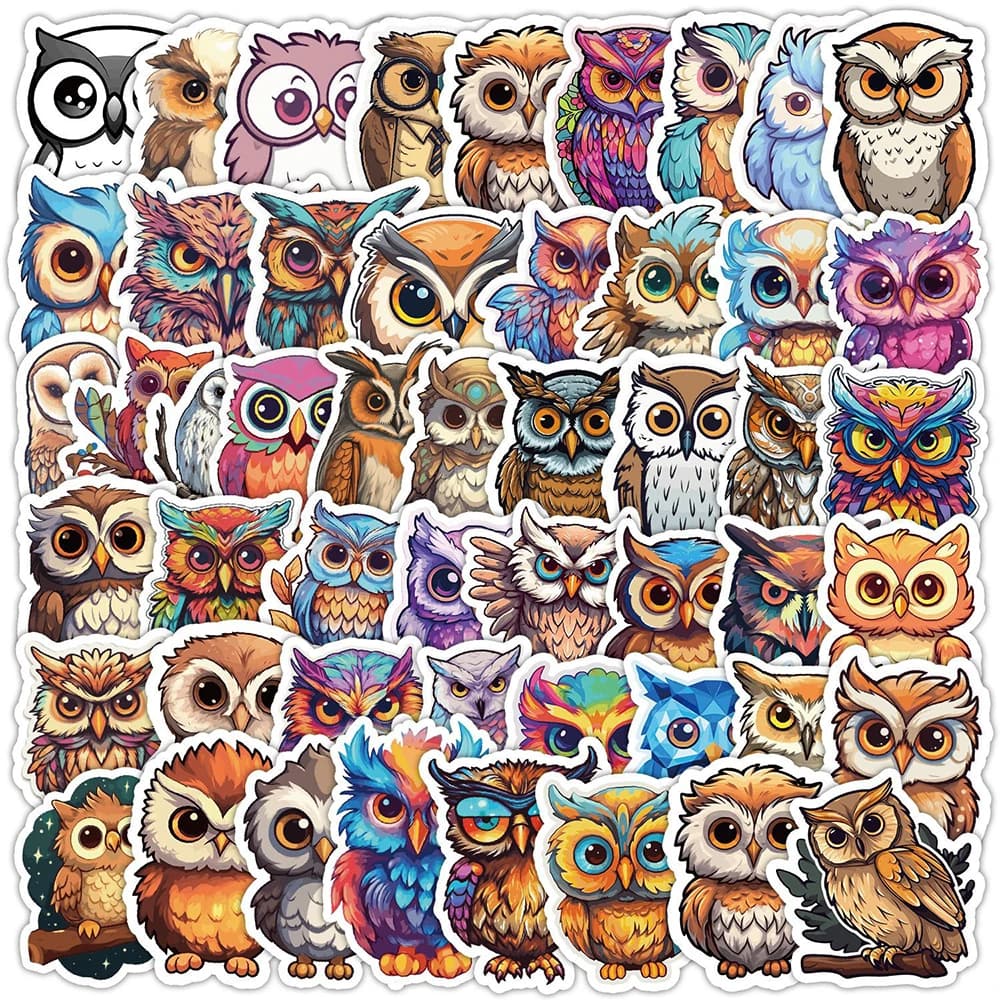 10/30/50pcs Del Fumetto Divertente Animale Sveglio Gufo Graffiti Creativo Adesivi Valigia Del Computer Portatile Notebook Cancelleria Adesivo per I Bambini giocattoli