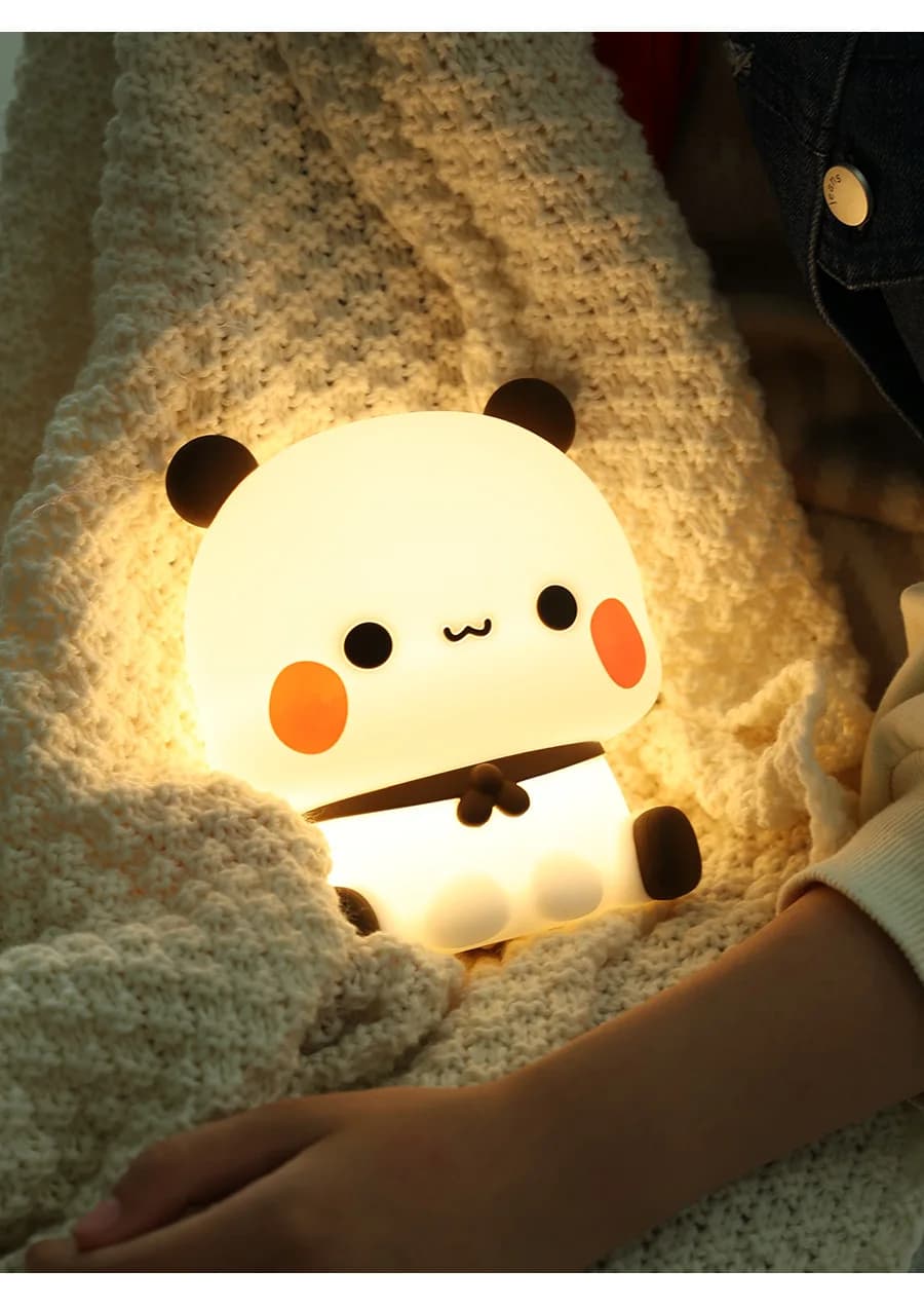 Kawaii Orso Panda Bubu e Dudu Lampada da notte a LED Simpatico cartone animato Luce notturna Animale Camera da letto Decorativa Soggiorno Bambole Regali