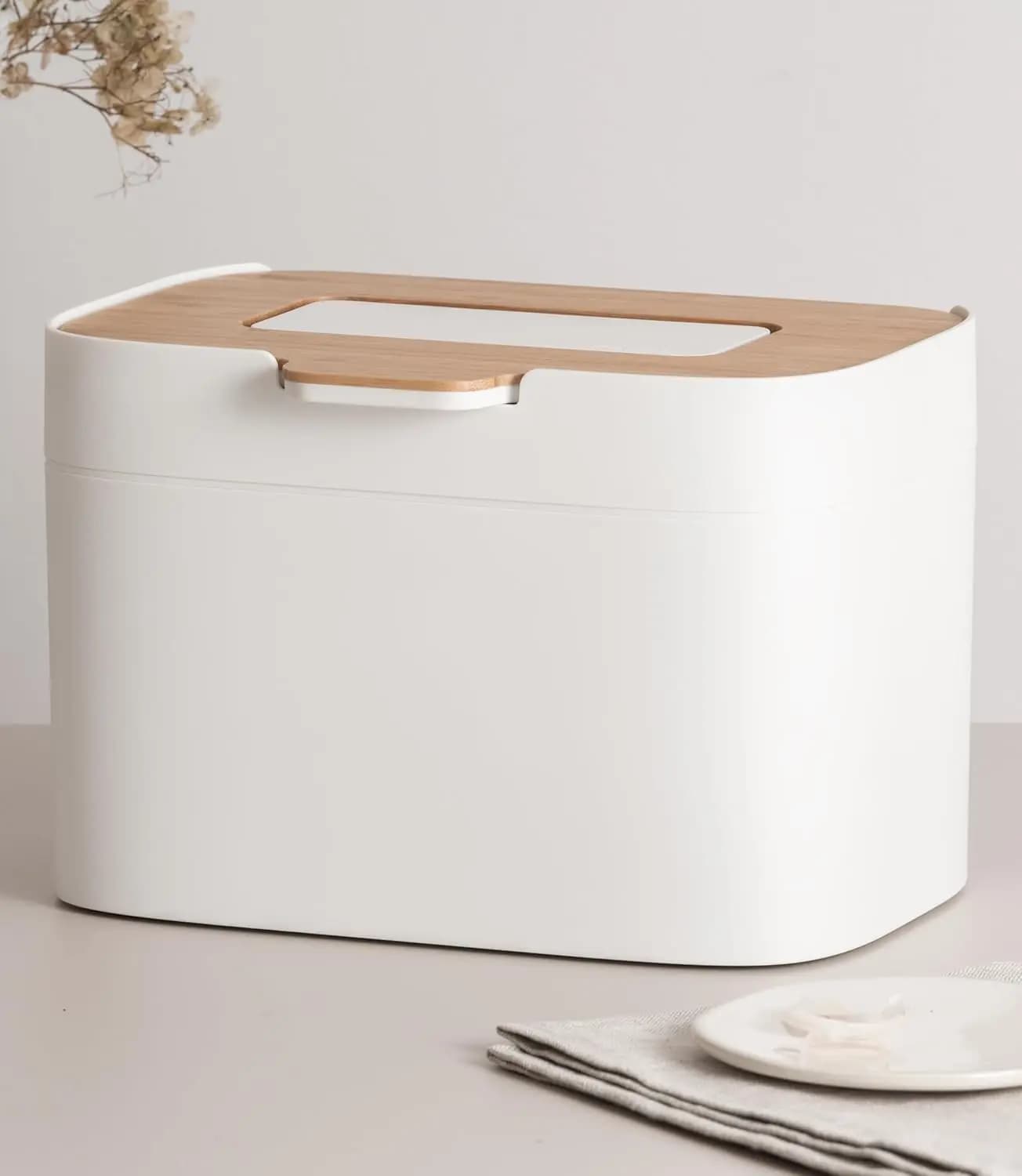 Contenitore per Compost da 4,5L con Coperchio in Legno e Filtro, Inodore, Lavabile in Lavastoviglie, Secchio Interno per Cucina