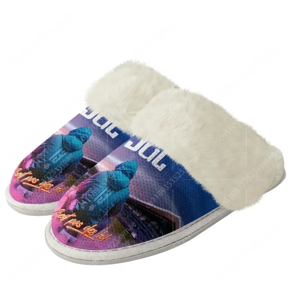 Pantofole Peluche Rapper JUL 'C'est Pas Des Lol', Scarpe Calde per Uomo e Donna, Pantofole Termiche Personalizzate in Cotone per Casa e Camera da Letto