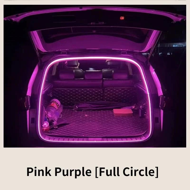 Illuminazione ambientale per bagagliaio auto ad alta luminosità, decorazione interna a LED senza cablaggio, striscia luminosa per portellone posteriore con sensore automatico.