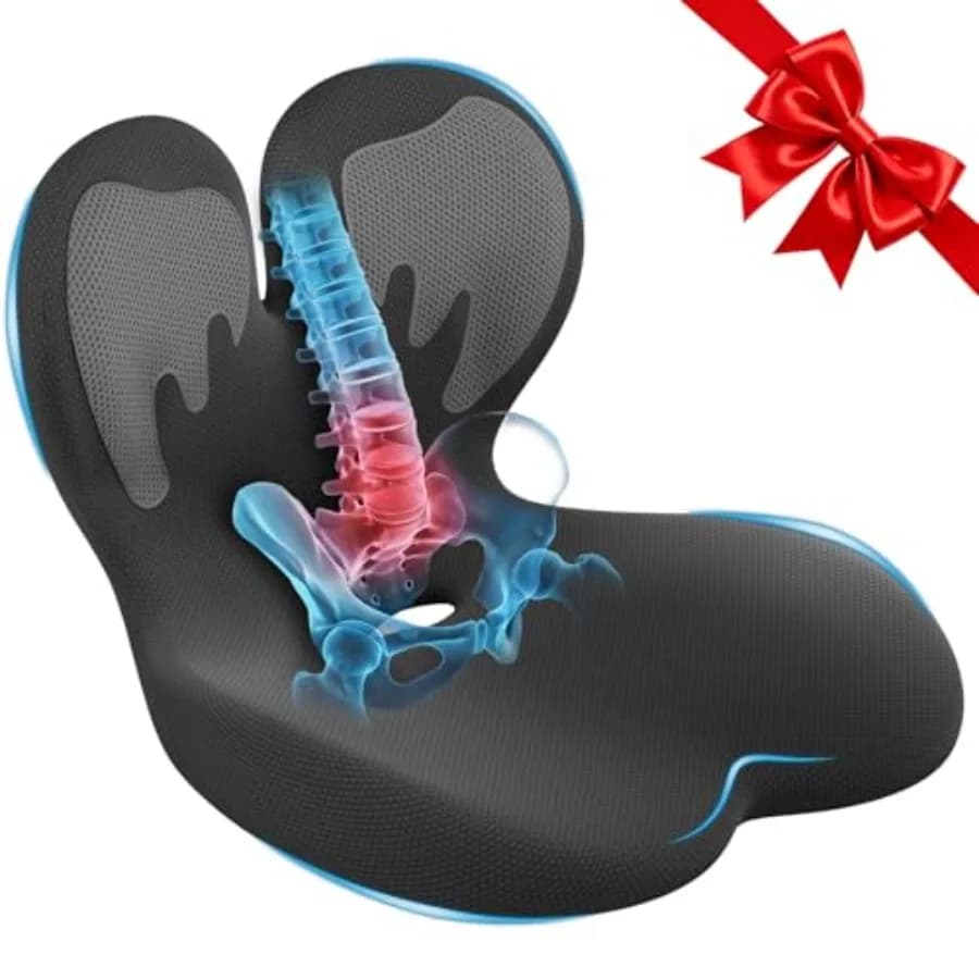 Cuscino per Sedile Auto con Supporto Lombare per Lunghi Viaggi in Camion o Camper, Cuscino Ergonomico in Memory Foam per Sedia da Ufficio, per Sciatica e Dolore alla Coda