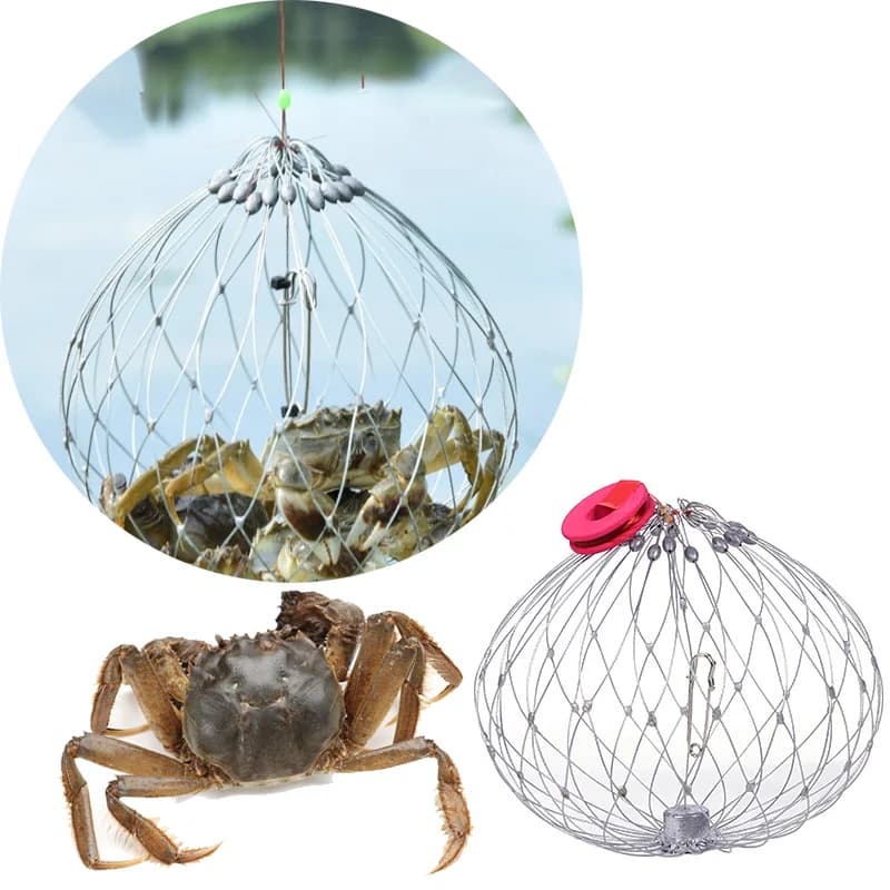Trappola per granchi Rete da pesca Rete da pesca con chiusura aperta automatica Rete per granchi per pesci Trappola da pesca in filo di acciaio Accessori per la pesca dei granchi all'aperto