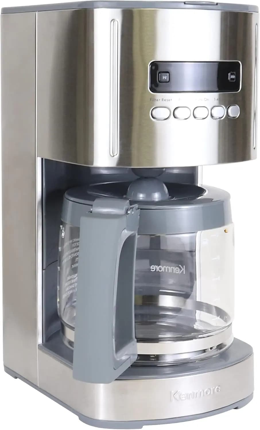 Caffettiera programmabile Kenmore, pentola in vetro da 12 tazze, spegnimento automatico, filtro riutilizzabile, bianca