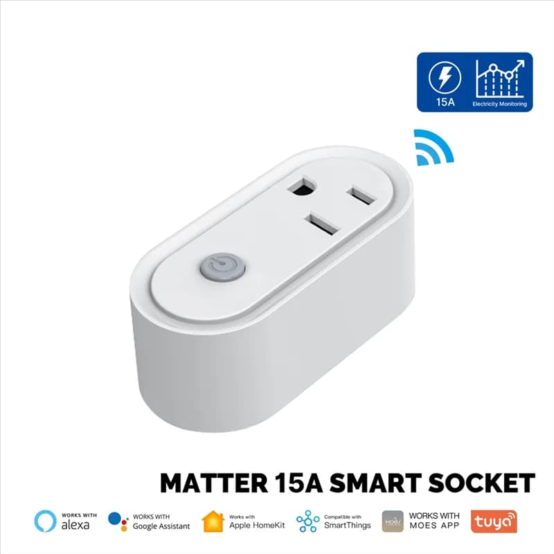 Smart Plug Matter socket Wifi Accessories Timer 15A Support for TUYA power monitor for Homekit Google Home Alexa US Plug-A36R
