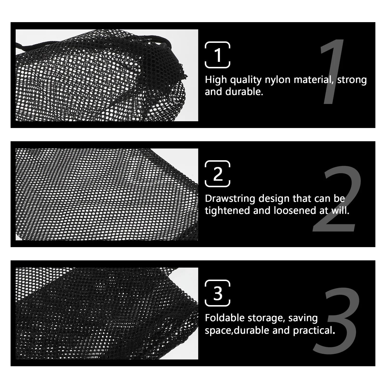2 sacchetti in rete per palline da golf, borsa elastica e resistente in nylon con coulisse per il trasporto di articoli sportivi, custodia per il trasporto