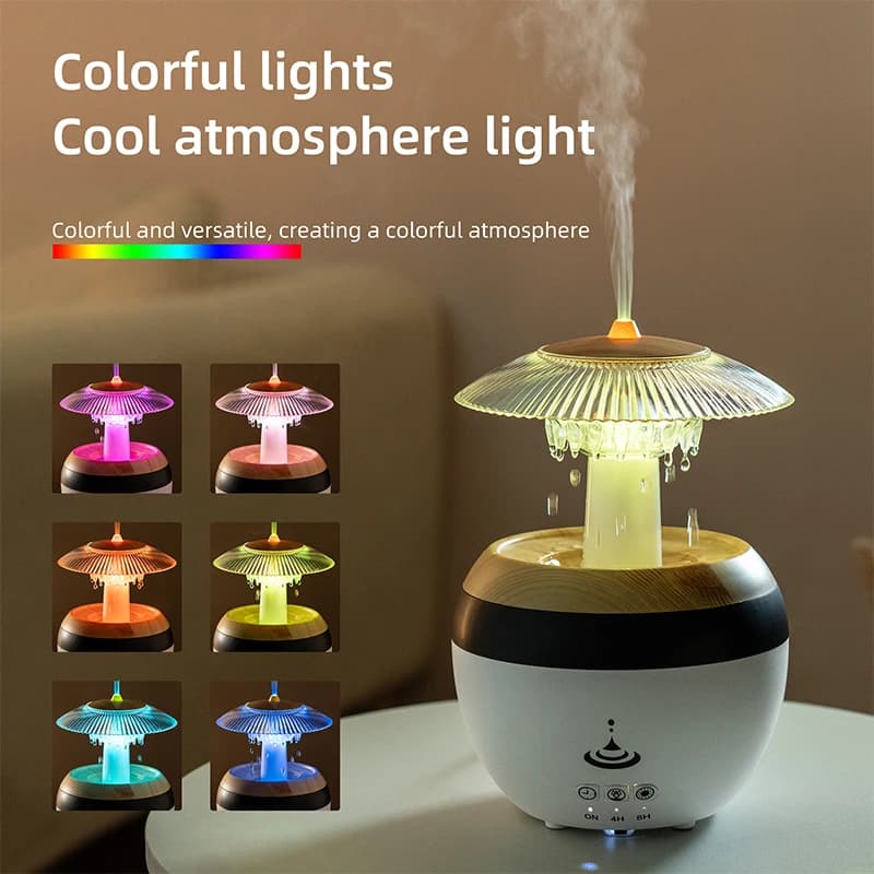 Umidificatore a Goccia USB, Diffusore di Oli Essenziali con Luce LED a 7 Colori per Casa e Ufficio