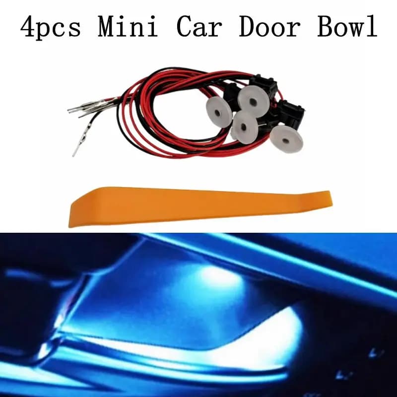 4 pezzi LED luce ambientale corpo della lampada trasparente circolare auto ciotola interna luce maniglia della porta luci corrimano luci lampada decorativa