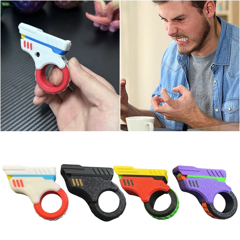 Spinner a mano in metallo stampato in 3D efficace riduzione dello Stress anello Fidget a forma di pistola piccoli giocattoli a pistola per chi si sente l'ansia e ADHD