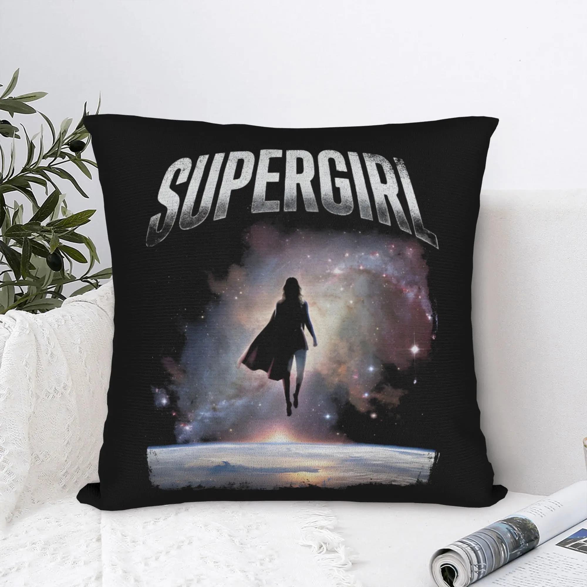 Super-girls Square Pillow Cases Cushion Cover Customized Zipper Decor Pillowcase for Sofa 18"x18"