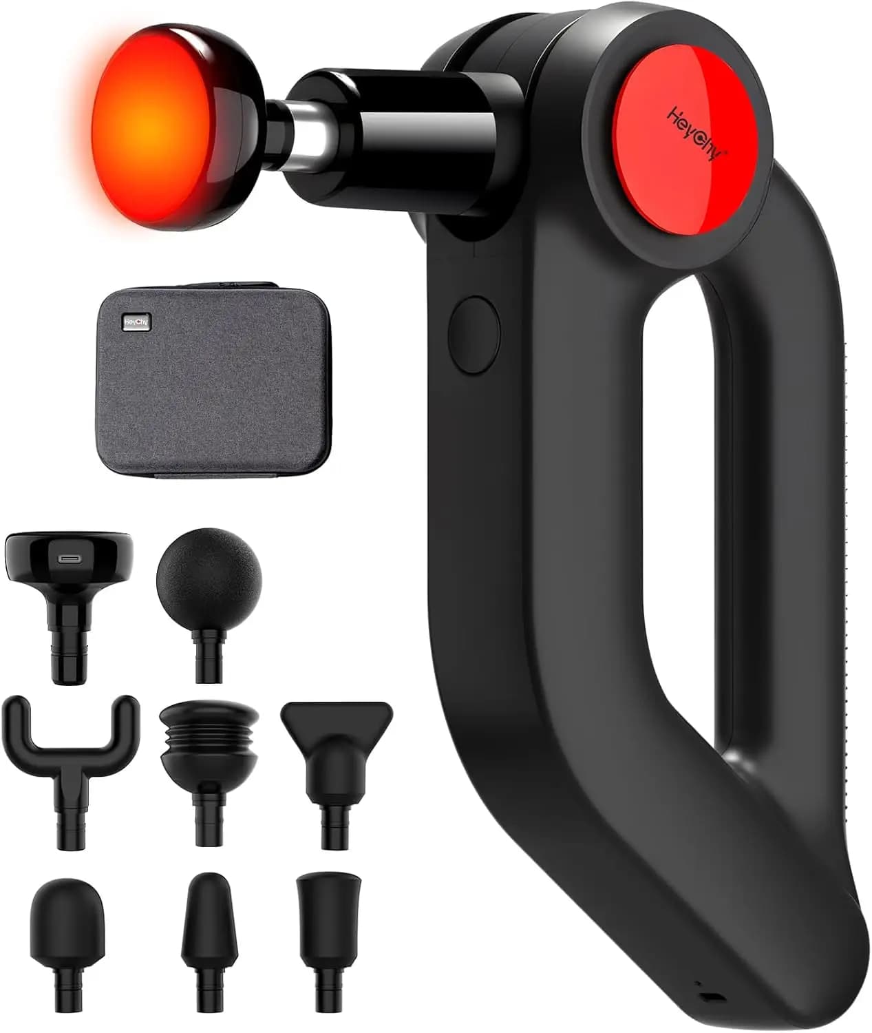 Pistola per Massaggio Profondo dei Tessuti con Calore, Massaggiatore a Percussione con Ampiezza di 12mm per il Sollievo Muscolare degli Atleti, Massaggiatore Portatile per Collo, Schiena, Spalle e Gambe, Nero