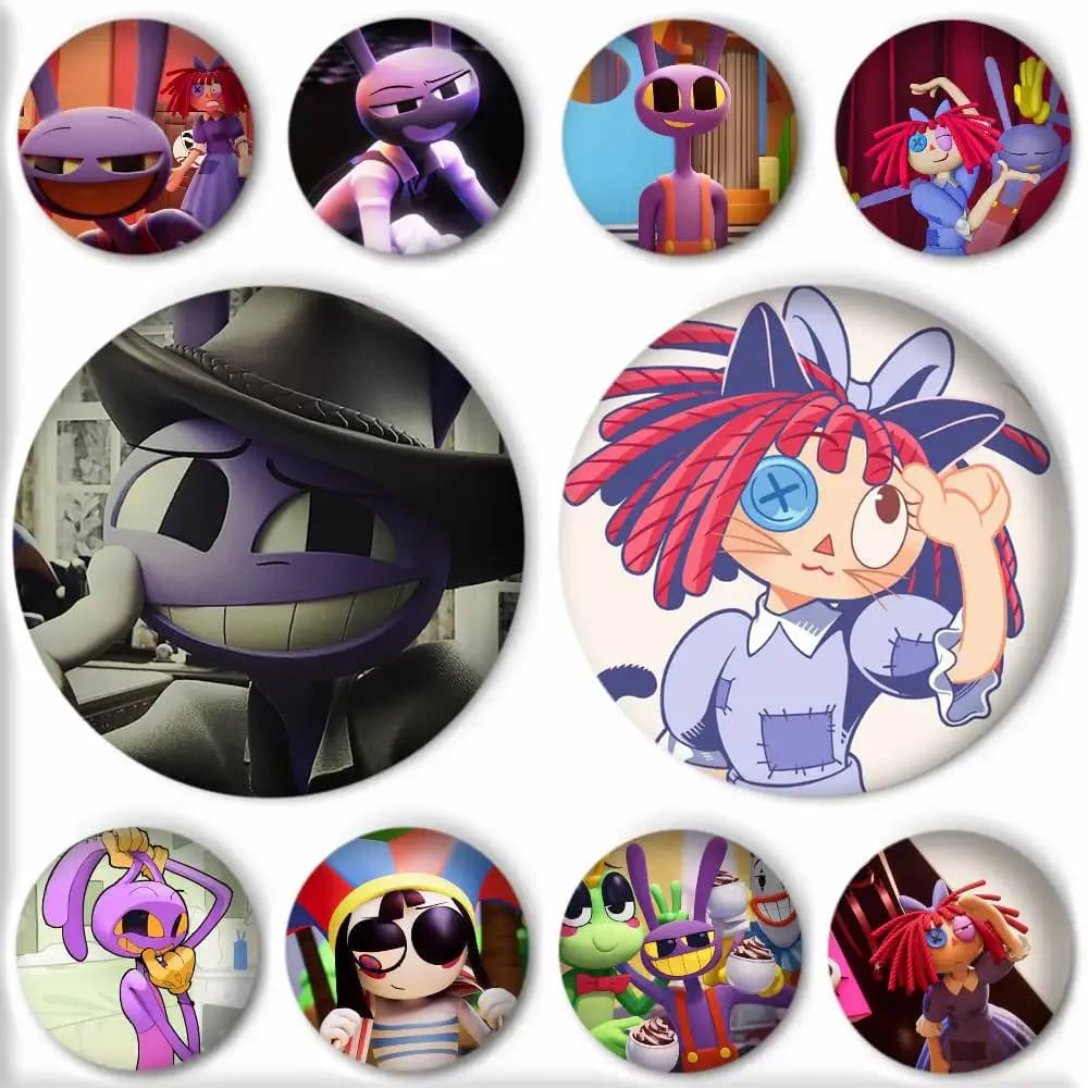 Anime Role Jax Gangle Ragatha Cartoon Style Badge Brooches On Backpack Decoration Round Enamel Pins For Accessorys