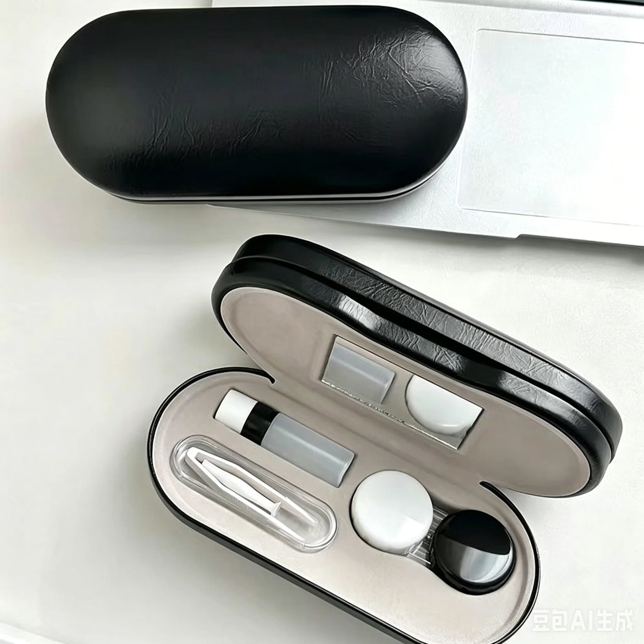 Dual Layer Portable Glasses Case, 2 in 1 Luxury Storage Box for Eyeglasses & Color Contact Lenses