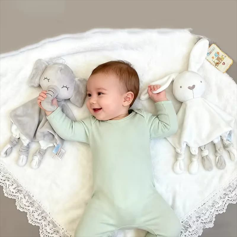 Animale da bambino con morso morbido cartone animato con carta sonora, asciugamano per bava, peluche, asciugamano lenitivo, bambola di cotone per dormire