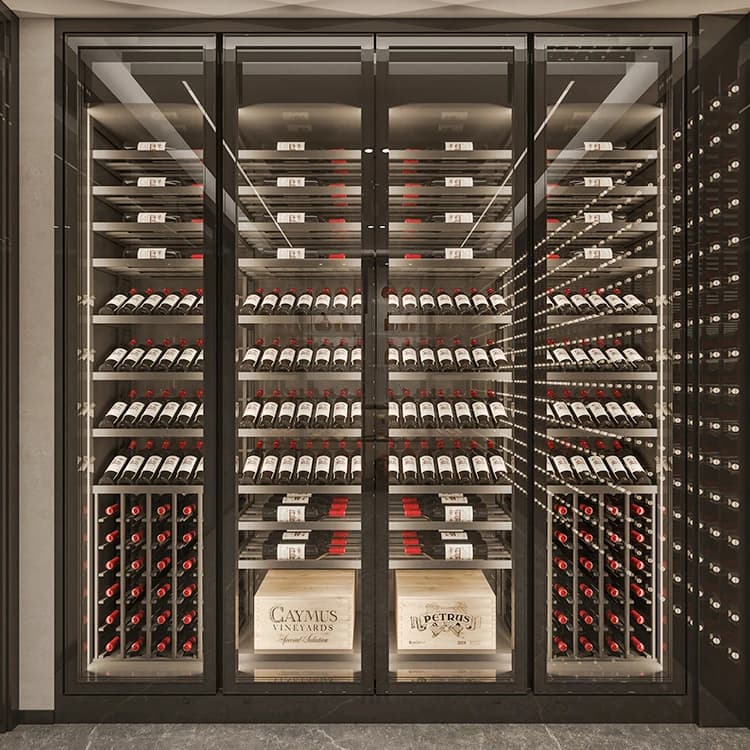 Cantinetta Vino con Sistema di Controllo della Temperatura Intelligente, Porta in Vetro, Zona Singola Integrata, Armadio per Conservazione del Vino
