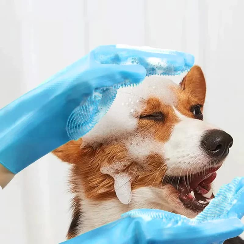 Guanti in Silicone per il Bagno e il Massaggio degli Animali Domestici - Guanti Scrubber per la Toelettatura di Cani e Gatti e la Pulizia Domestica
