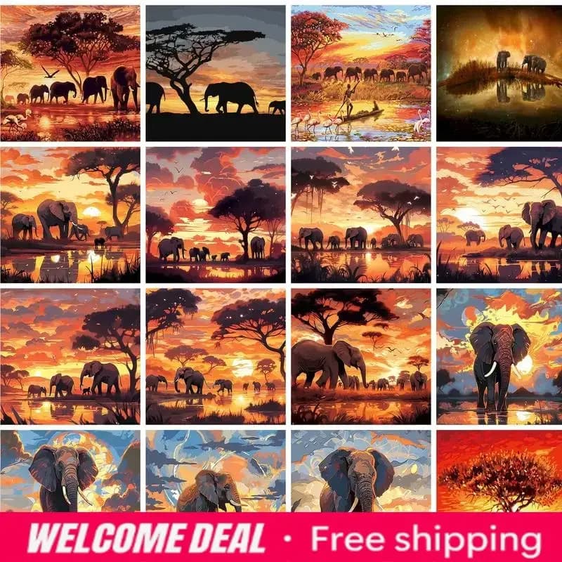 GATYZTORY Frame African Elephant diy painting by numbers animal modern wall art picture acrylic paint unique gift for home dec