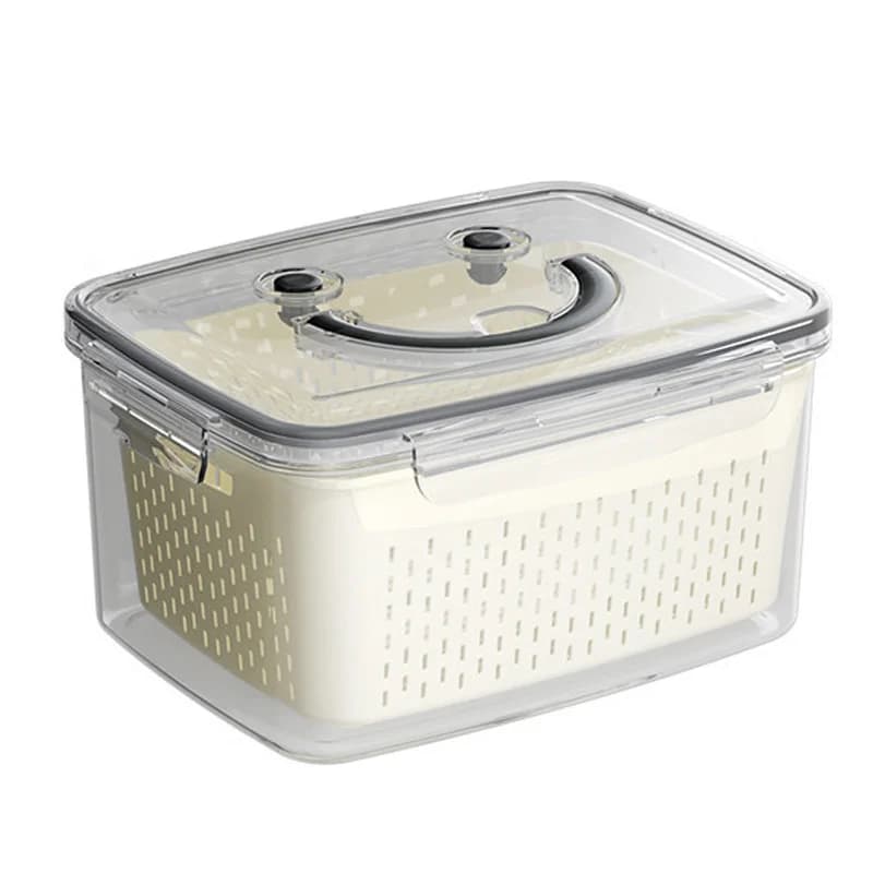 2Pack Airtight Fridge Food Storage Container with Strainer BPA-Free Leakproof Box for Fruit Vegetable Meat Meal Prep