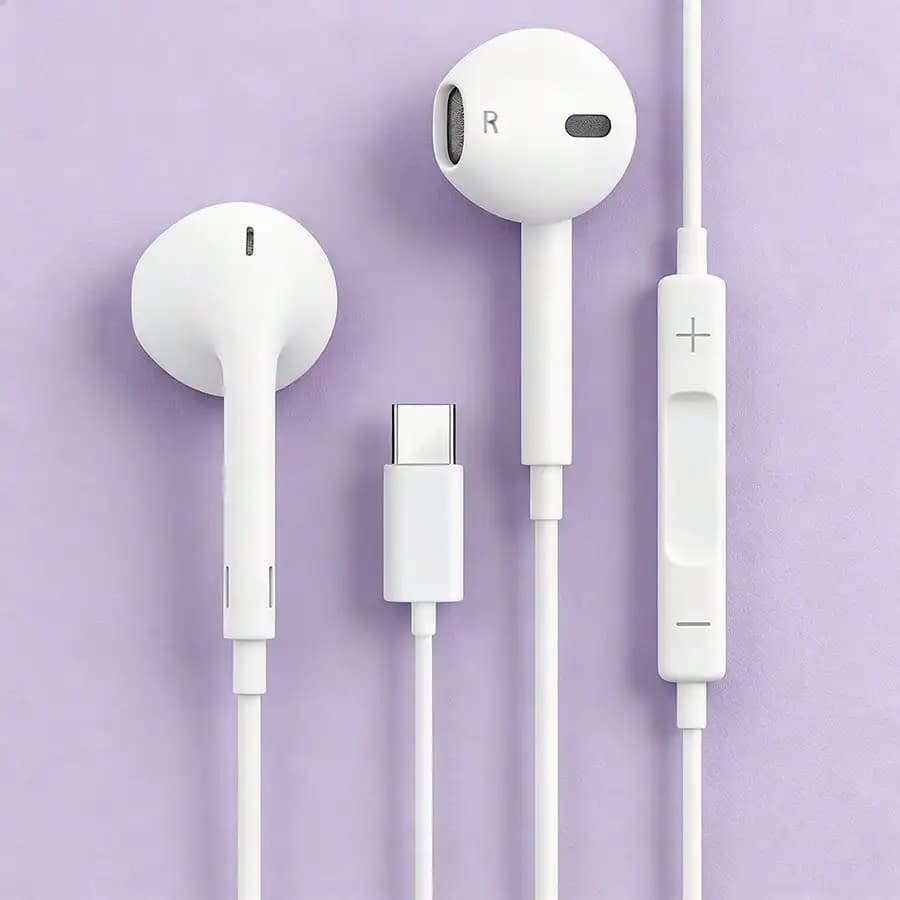 Type-C In-Ear Headphones | Noise-Proof, Stereo Sound Quality, Volume Control, Compatible With IPhone 15 16 Pro Max 17 Air 16 Plus 16 Pro Max And Most Type-C Devices, Gaming Headset For Phones And Computers, Type-C Digital Decoding Wired Headphones