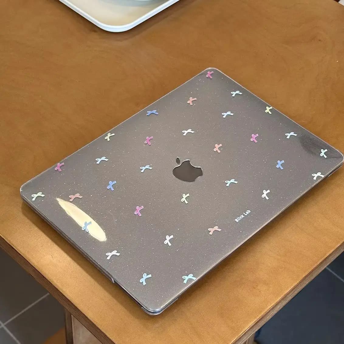 Gentle Cute Colorful Bow Shining Laptop Case For Macbook Air 13.6 M4 NEO 15 M3 Hard Cover For Mac Book Pro 13 M1 M2 14 M4 M5 16