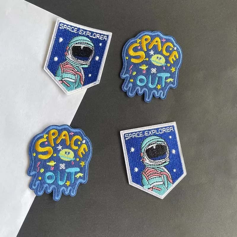 SPACE EXPLORER,SPACE OUT Clothes Kids Fabric Patch,Cartoon ricama Applique Patch Thermocollants Iron On Stickers For Clothing