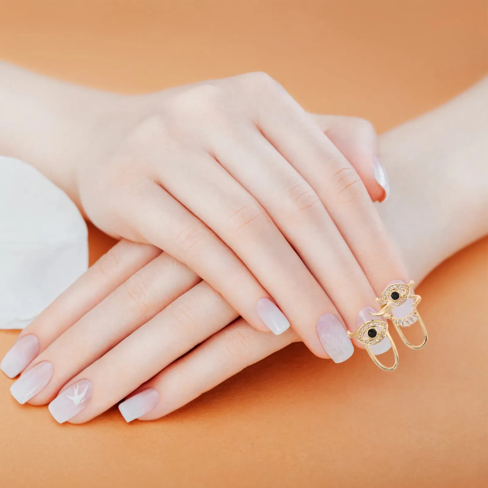 2 Anelli per Unghie con Occhio Malvagio per Donne, Anelli con Strass per Unghie, Gioielli per Manicure, Accessori per Nail Art, Anelli Decorativi