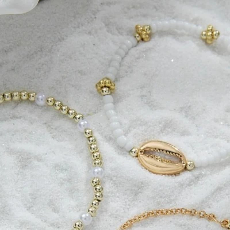 Set di Bracciali Vintage con Perline e Conchiglie, Eleganti Gioielli da Spiaggia per Donne, Ideali per Feste Estive