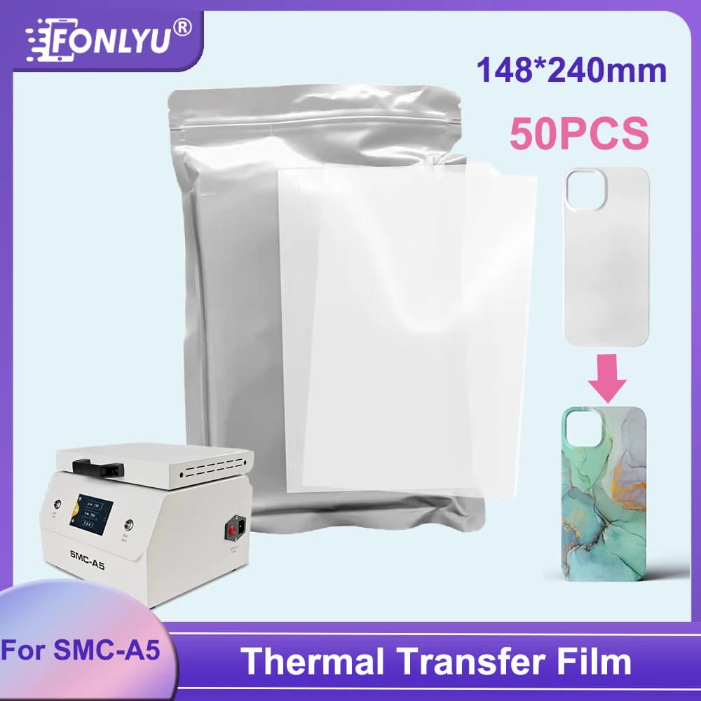 Fonlyu 50PCS Carta per pellicola per sublimazione 3D per trasferimento di pressa di calore Stampa di custodie per telefoni vuote per iPhone 15 14 13 Pro Max Cover fai da te